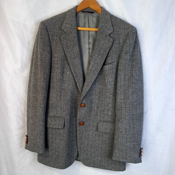 Aldo Rossini Camel Hair & Wool Career Blazer Sport Coat Gray Pin Striped Sz 38R - Picture 14 of 14